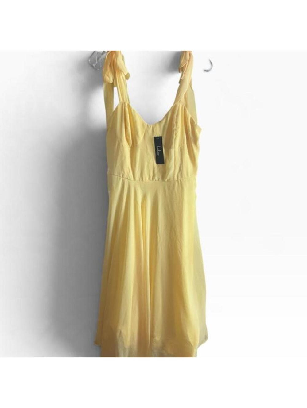 Lulus yellow midi dress with tie straps